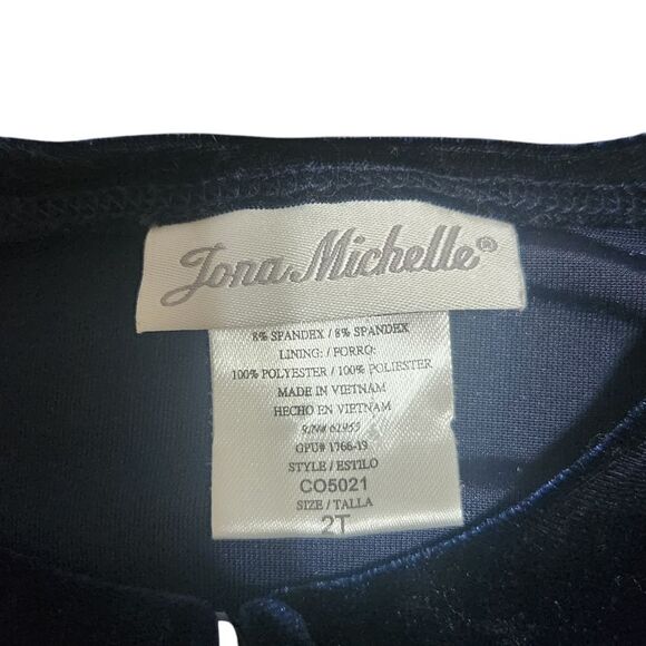 Jona Michelle Dress Size 2T Holiday Navy Blue Silver with Velour Shrug - Picture 7 of 9